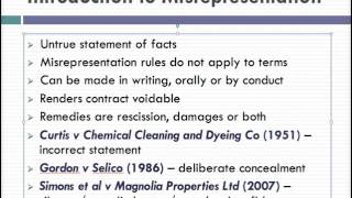 Misrepresentation Lecture 1 of 4 [upl. by Bev]