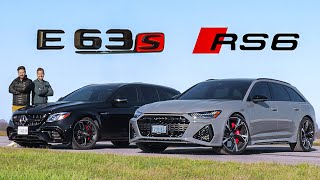 2021 Audi RS6 vs MercedesAMG E63S  DRAG RACE ROLL RACE amp Track Review [upl. by Anstice]