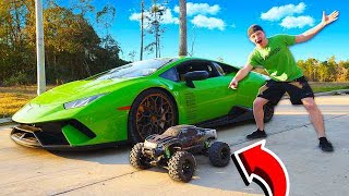 MY LAMBORGHINI vs 100MPH RC CAR RACE [upl. by Nylehtak]