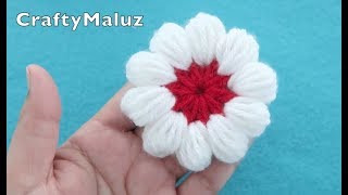 CROCHET TUTORIAL FLOR TEJIDA EN PUNTO PUFF  flor a crochet en punto puff [upl. by Siana464]