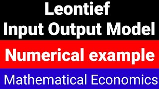 LEONTIEF INPUT OUTPUT MODEL  MATHEMATICAL ECONOMICS [upl. by Harold117]