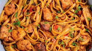 Chicken sausage and Shrimps Pasta Jambalaya [upl. by Englis757]