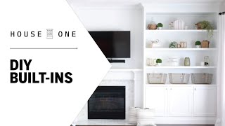 How to Build a Custom Builtin Shelving Unit  House One [upl. by Annadiane]