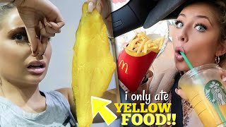 I only ate YELLOW food for 24 HOURS challenge [upl. by Einnej]