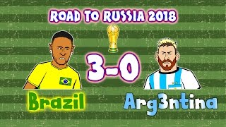 Brazil 30 Argentina  cartoon World Cup Qualifier 2016 Highlights and Goals Russia 18 [upl. by Swarts]