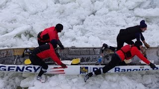 ICE CANOE RACE at Quebec City Carnival le Grand Défi des Glaces [upl. by Erde]