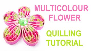 Multicolour quilling flower tutorial [upl. by Ditzel]