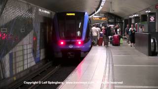 SL Tunnelbana tåg  Metro trains at TCentralen station part I Stockholm Sweden [upl. by Omocaig657]