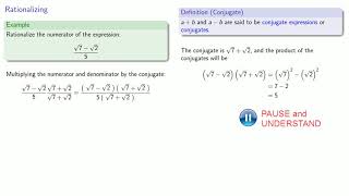 Rationalizing Numerators and Denominators [upl. by Lustick312]