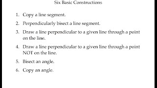 Six Basic Geometric Constructions [upl. by Lynd]