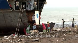 Ship breaking workers at Alang Bhavnagar [upl. by Dnar]