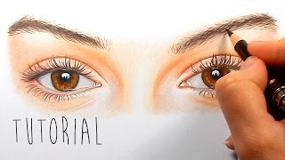 Tutorial  How to draw color realistic eyes with colored pencils  step by step  Emmy Kalia [upl. by Huldah]