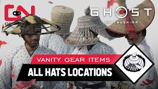 Ghost of Tsushima All HATS Locations amp Showcase  Vanity Gear Items [upl. by Alial]