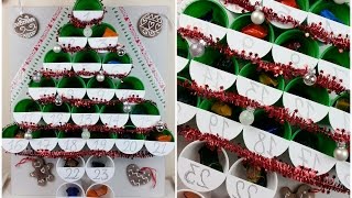 TUTORIAL CALENDARIO dellAVVENTOALBERO di NATALE con BICCHIERI DIY [upl. by Latnahs628]