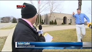 Watch a Bank Robber Interrupt This News Reporter During Live Broadcast [upl. by Lowndes]