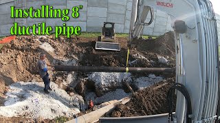 Water Main Part 2 Installing 8quot Ductile Pipe [upl. by Arnulfo585]