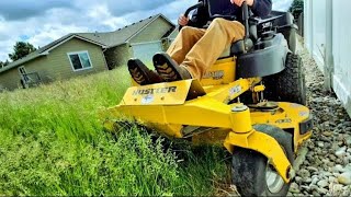 Satisfying Tall Grass Mowing  Overgrown Lawn Makeover  Stripes [upl. by Nomihs]