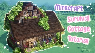 Starter House Tutorial Cottagecore Minecraft 🍄🌿✨Mizunos Cottage Fairy Aesthetic 🌸 Easy Survival [upl. by Esyli]