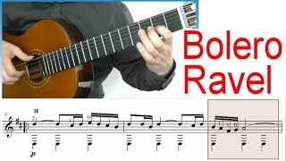 ♫♫ Ravel  Bolero  Guitar Tutorial Score amp TAB [upl. by Barclay]