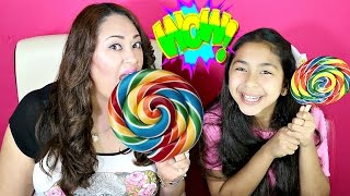 GIANT Rainbow Lollipops and Piñata Gumballs CANDY TasteB2cutecupcakes [upl. by Elston758]