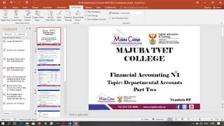 Financial Account N4 Part 2  Departmental Accounts  Mr B P Ntombela [upl. by Dorweiler]