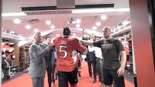 Game 3 Sens vs Penguins  Locker Room Celebration [upl. by Eiclek316]