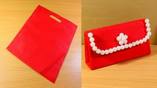 How to Make Purse from Cloth Bag  DIY Cloth Bag Purse  Very Simple [upl. by Barth883]