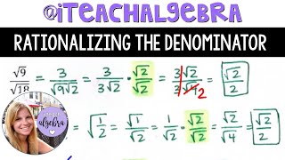 Algebra 1  Radicals Rationalizing the Denominator [upl. by Otrepur695]