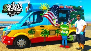 Geckos Ice Cream Truck With Mr Tee  Geckos Real Vehicles  Trucks For Kids  Learning Videos [upl. by Limoli]