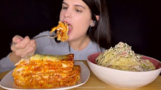 ASMR  MEAT LASAGNA amp CREAMY SPAGHETTI  MUKBANG  EATING SOUNDS [upl. by Florance449]