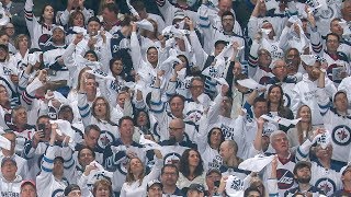 Jets Whiteout help belt the Canadian anthem for Game 1 [upl. by Maddy590]