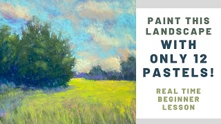 Paint a Landscape with ONLY 12 PASTELS  BEGINNER Real Time Tutorial [upl. by Ranjiv]