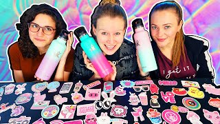 WIR DESIGNEN UNS TRINKFLASCHEN Customize drinking bottle Challenge im VSCO GIRL Style mit Stickern [upl. by Pietrek]