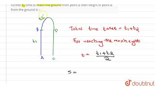 A particle is projected vertically upwards from a point A on the ground It takes t1 time to [upl. by Lightfoot]