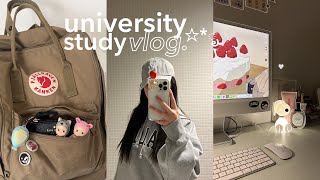 study vlog 🎧📓  university life  aesthetic desk setup [upl. by Forbes481]