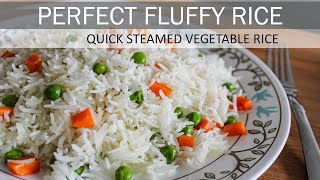 Simple Steamed Vegetable Rice  How to make Perfect Fluffy Rice  Vegan Recipe [upl. by Nonnahc190]