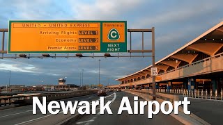 Driving thru Newark Liberty International Airport terminal A B C [upl. by Dahsra386]