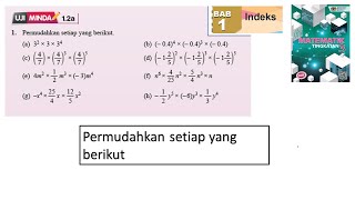 KSSM Matematik Tingkatan 3 Bab 1 indeks permudahkan setiap yang berikut uji minda 12a no1 buku teks [upl. by Monagan]