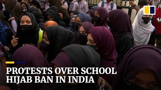 School hijab ban triggers clashes between Hindu and Muslim students in India’s Karnataka state [upl. by Madelena]