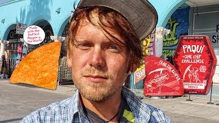 Paying People To Eat Worlds Hottest Chip  OneChipChallenge Venice Beach [upl. by Graham602]