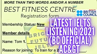 2021 NEW IELTS LISTENING BEST FITNESS CENTRE ISSUED BY BC  BRIGHT FUTURE IELTS LISTENING [upl. by Mahon629]