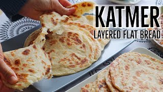 Turkish quotKatmerquot Layered Flat Bread  No Yeast  Easy Method [upl. by Eneluqcaj]