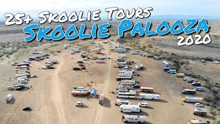 Skoolie TOURS at Skoolie Palooza 2020 LOOK INSIDE 25 Totally Different School Bus Conversions [upl. by Reppep]