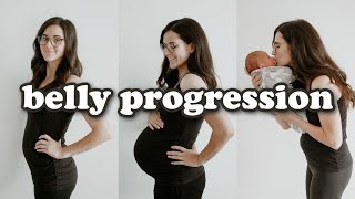 PREGNANT BELLY PROGRESSION  Week by Week Transformation [upl. by Bohannon156]