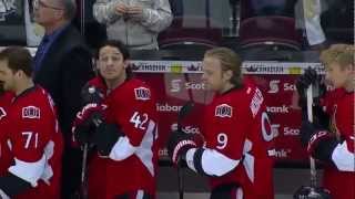 Pens Sens crack up during national anthems 32412 [upl. by Dobb769]