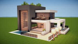 MODERNES HAUS mit POOL in MINECRAFT bauen TUTORIAL HAUS 223 [upl. by Ecidnarb]