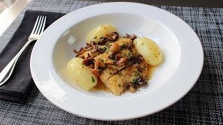 PanRoasted Halibut with Mushrooms amp Lemon Butter Sauce  Fast amp Easy Halibut Recipe [upl. by Aninotna]