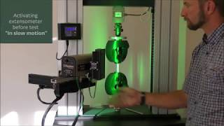 Tinius Olsen Tensile test with ONE video extensometer [upl. by Naneek455]