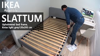 How to Assemble IKEA  이케아 SLATTUM 슬라툼 쿠션형 침대프레임 크니사 라이트그레이 조립하기 [upl. by Mis]