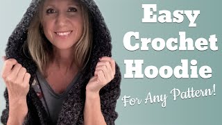 How to Add a Crochet Hoodie to Any Pattern EASY  Crochet Hooded Pocket Shawl [upl. by Skip]